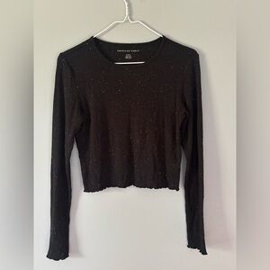 American Eagle Black Long Sleeve Medium Soft 
Ribbed, small speckles